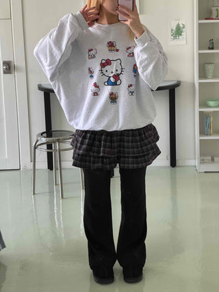 Kitty Multi Fleece Loose Fit Cozy Sweatshirt