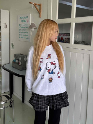 Kitty Multi Fleece Loose Fit Cozy Sweatshirt