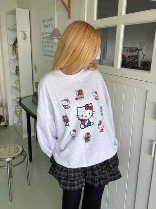 Kitty Multi Fleece Loose Fit Cozy Sweatshirt