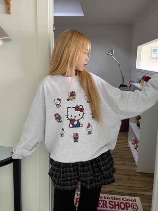 Kitty Multi Fleece Loose Fit Cozy Sweatshirt