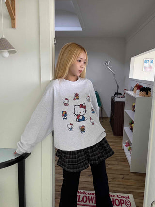 Kitty Multi Fleece Loose Fit Cozy Sweatshirt