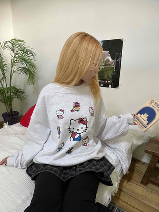 Kitty Multi Fleece Loose Fit Cozy Sweatshirt