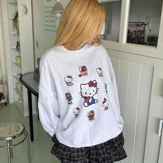 Kitty Multi Fleece Loose Fit Cozy Sweatshirt
