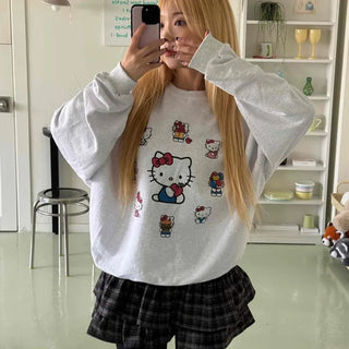 Kitty Multi Fleece Loose Fit Cozy Sweatshirt