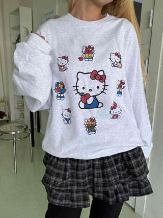 Kitty Multi Fleece Loose Fit Cozy Sweatshirt