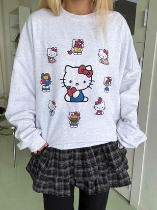 Kitty Multi Fleece Loose Fit Cozy Sweatshirt