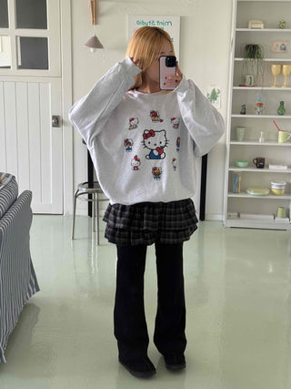 Kitty Multi Fleece Loose Fit Cozy Sweatshirt
