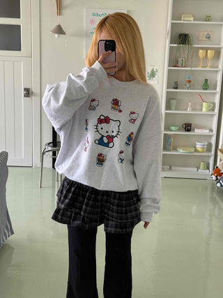 Bubble Layered Check Pumpkin Mini Skirt