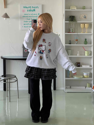 Bubble Layered Check Pumpkin Mini Skirt