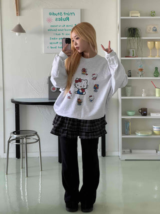Bubble Layered Check Pumpkin Mini Skirt