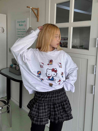 Bubble Layered Check Pumpkin Mini Skirt