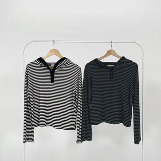 Furcy Stripe Button Hoodie