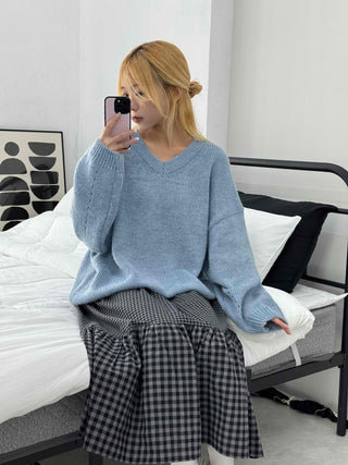 Chic Check Pattern Pleated Knit Dress