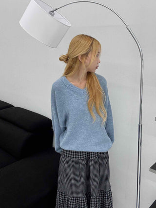 Chic Check Pattern Pleated Knit Dress