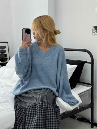 Chic Check Pattern Pleated Knit Dress