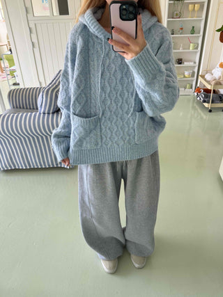 Cable Knit Loose Fit Zip-Up Hoodie