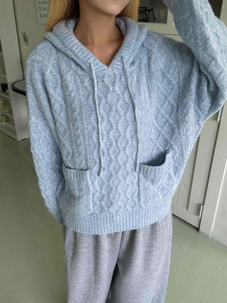 Cable Knit Loose Fit Zip-Up Hoodie