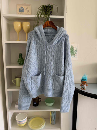 Cable Knit Loose Fit Zip-Up Hoodie