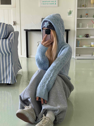 Cable Knit Loose Fit Zip-Up Hoodie