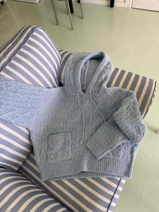 Cable Knit Loose Fit Zip-Up Hoodie