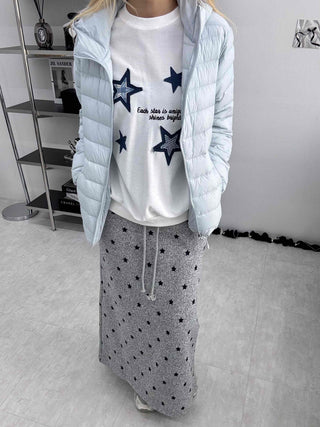 Star Print Oversized Round Neck Sweatshirt