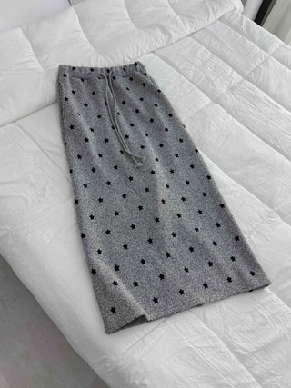 Star Pattern Knit A-Line Maxi Skirt