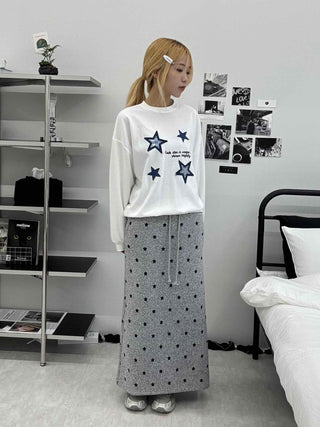 Star Pattern Knit A-Line Maxi Skirt
