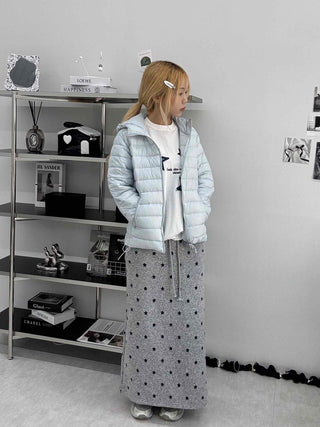Star Pattern Knit A-Line Maxi Skirt
