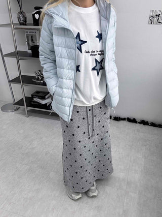 Star Pattern Knit A-Line Maxi Skirt