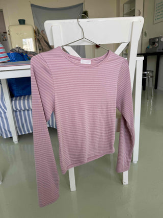 Daily Stretchy Striped Slim Fit Round Long Sleeve Tee