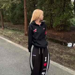 Artwork Graphic Two-Line Loose Fit Training Long Pants