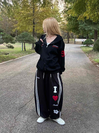 Artwork Graphic Two-Line Loose Fit Training Long Pants