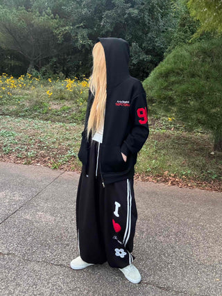 Artwork Graphic Two-Line Loose Fit Training Long Pants