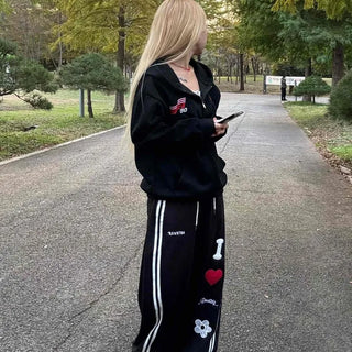 Artwork Graphic Two-Line Loose Fit Training Long Pants