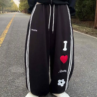 Artwork Graphic Two-Line Loose Fit Training Long Pants