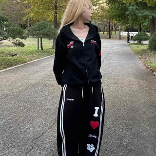 Artwork Graphic Two-Line Loose Fit Training Long Pants