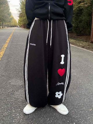Artwork Graphic Two-Line Loose Fit Training Long Pants