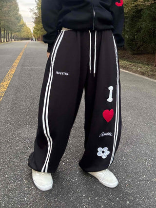 Artwork Graphic Two-Line Loose Fit Training Long Pants