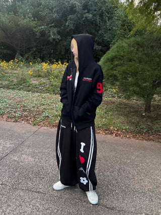 Artwork Graphic Two-Line Loose Fit Training Long Pants