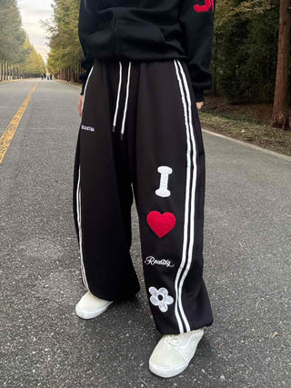 Artwork Graphic Two-Line Loose Fit Training Long Pants