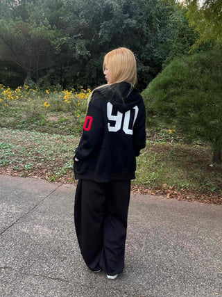 Racing Flight Numbering Wappen Oversized Zip-Up Hoodie