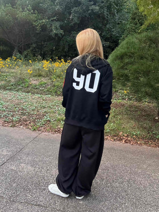Racing Flight Numbering Wappen Oversized Zip-Up Hoodie