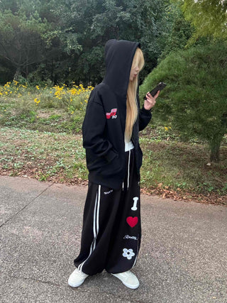 Racing Flight Numbering Wappen Oversized Zip-Up Hoodie