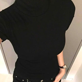 Chic Mandarin Collar Slim Fit Puff Short Sleeve Tee