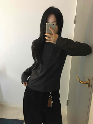 Daily Cotton Round Neck Basic Long Sleeve T-shirt