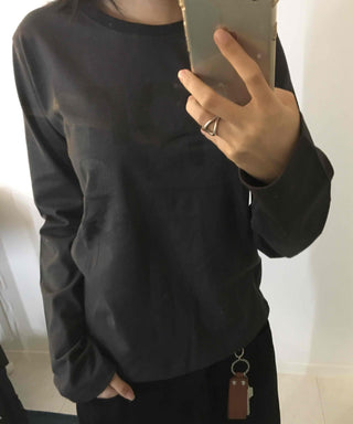 Daily Cotton Round Neck Basic Long Sleeve T-shirt