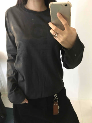Daily Cotton Round Neck Basic Long Sleeve T-shirt