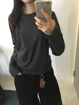 Daily Cotton Round Neck Basic Long Sleeve T-shirt