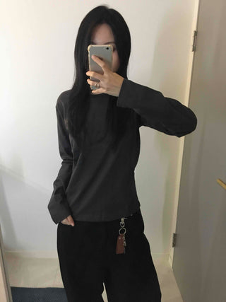 Daily Cotton Round Neck Basic Long Sleeve T-shirt