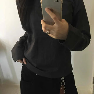 Daily Cotton Round Neck Basic Long Sleeve T-shirt